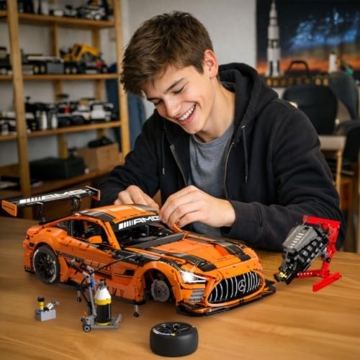 JAMARA 402899 CADA Mercedes-AMG GT3 1:8 Orange 2,4GHz Bricks RC Klemmbausteine Auto Rennwagen Modell Bausatz Ferngesteuert Technik Geschenkidee - 2