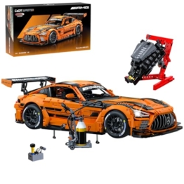 JAMARA 402899 CADA Mercedes-AMG GT3 1:8 Orange 2,4GHz Bricks RC Klemmbausteine Auto Rennwagen Modell Bausatz Ferngesteuert Technik Geschenkidee - 1