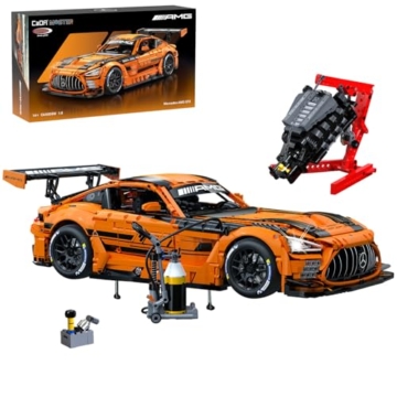 JAMARA 402899 CADA Mercedes-AMG GT3 1:8 Orange 2,4GHz Bricks RC Klemmbausteine Auto Rennwagen Modell Bausatz Ferngesteuert Technik Geschenkidee - 1