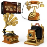 JMBricklayer 3 in 1 Retro Bausteinset für Erwachsene, 20039 Kamera Telefon Plattenspieler Klemmbausteine Spielzeug Set, Vintage Kreatives Haus Deko Modell Geschenk für Mädchen und Jungen ab 14 Jahren - 1