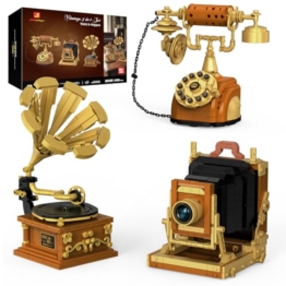 JMBricklayer 3 in 1 Retro Bausteinset für Erwachsene, 20039 Kamera Telefon Plattenspieler Klemmbausteine Spielzeug Set, Vintage Kreatives Haus Deko Modell Geschenk für Mädchen und Jungen ab 14 Jahren - 1