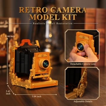 JMBricklayer 3 in 1 Retro Bausteinset für Erwachsene, 20039 Kamera Telefon Plattenspieler Klemmbausteine Spielzeug Set, Vintage Kreatives Haus Deko Modell Geschenk für Mädchen und Jungen ab 14 Jahren - 5
