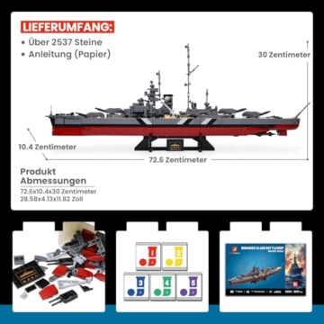 JMBricklayer Schlachtschiff Bismarck 60015 Maße