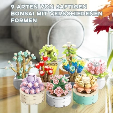 JMBricklayer Blumen Sukkulenten Bonsai Bausteine Set 20104, Blumenstrauß Klemmbausteine für Erwachsene, Home Dekor, Botanical Collection, Geburtstagsgeschenke zum Muttertag für Mädchen und Frauen - 2