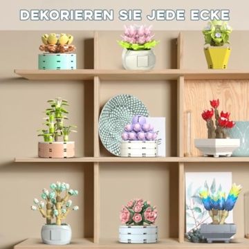 JMBricklayer Blumen Sukkulenten Bonsai Bausteine Set 20104, Blumenstrauß Klemmbausteine für Erwachsene, Home Dekor, Botanical Collection, Geburtstagsgeschenke zum Muttertag für Mädchen und Frauen - 7