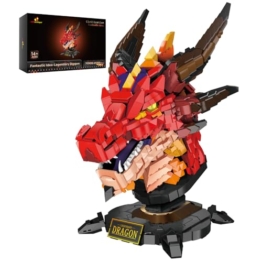 JMBricklayer Drachen Klemmbausteine Set für Erwachsene 70105, Cooles Feuerdrache Drachenkopf Bausteine Spielzeug, Sammlung oder Heimbüro-Dekor, Geburtstage für Jungen, Mädchen, Männer und Erwachsene - 1