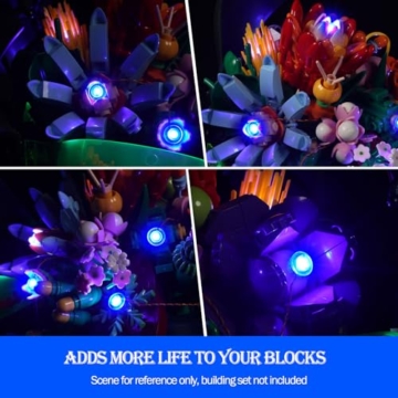 JMBricklayer LED-Beleuchtungsbausatz, 2x6 aufleuchtende Steine mit Lichtsensor-Modus, DIY-Beleuchtungsbaustein-Zubehör Dekorations-Spielset kompatibel mit gängigen Marken, Blau - 3