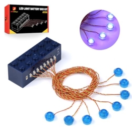 JMBricklayer LED-Beleuchtungsbausatz, 2x6 aufleuchtende Steine mit Lichtsensor-Modus, DIY-Beleuchtungsbaustein-Zubehör Dekorations-Spielset kompatibel mit gängigen Marken, Blau - 1