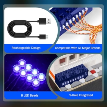 JMBricklayer LED-Beleuchtungsbausatz, 2x6 aufleuchtende Steine mit Lichtsensor-Modus, DIY-Beleuchtungsbaustein-Zubehör Dekorations-Spielset kompatibel mit gängigen Marken, Blau - 5