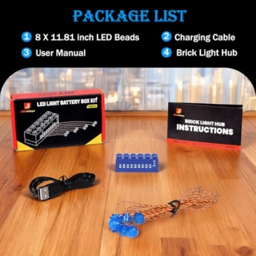 JMBricklayer LED-Beleuchtungsbausatz, 2x6 aufleuchtende Steine mit Lichtsensor-Modus, DIY-Beleuchtungsbaustein-Zubehör Dekorations-Spielset kompatibel mit gängigen Marken, Blau - 6