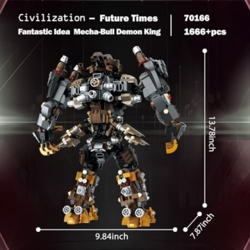 JMBricklayer Mech-Roboter-Bausätze für Erwachsene, 70166 Hero-Mecha-Modellbausätze für Männer, imposantes Actionfiguren-Ausstellungsmodell mit beweglichen Gelenken, Geschenke zum Jungen ab 8+ Jahren - 4