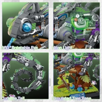 JMBricklayer Mechanisches Chamäleon Baukästen für Erwachsene 70124, Cooles Regenwaldtiere-Sammelmodell mit Sockel, Kreatives Design, Bauspielzeug, Geschenke für Erwachsene, Männer ab 14+ - 5