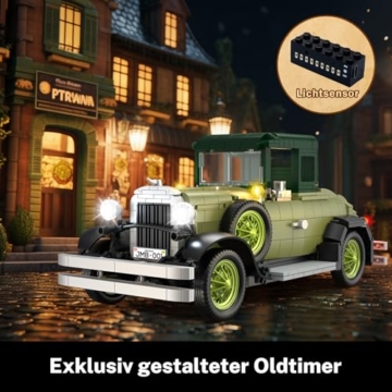 JMBricklayer Retro Auto Modellbau für Erwachsene mit Licht, 50001 Vintage Modellauto Bausätze, Oldtimer Car Sammler Ausstellungsset Dekorationen, Bausteine Geschenke für Fans Klassischer Fahrzeuge - 2