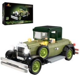 JMBricklayer Retro Auto Modellbau für Erwachsene mit Licht, 50001 Vintage Modellauto Bausätze, Oldtimer Car Sammler Ausstellungsset Dekorationen, Bausteine Geschenke für Fans Klassischer Fahrzeuge - 1