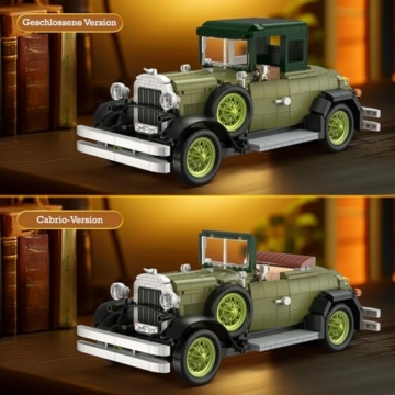 JMBricklayer Retro Auto Modellbau für Erwachsene mit Licht, 50001 Vintage Modellauto Bausätze, Oldtimer Car Sammler Ausstellungsset Dekorationen, Bausteine Geschenke für Fans Klassischer Fahrzeuge - 4