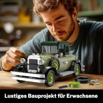 JMBricklayer Retro Auto Modellbau für Erwachsene mit Licht, 50001 Vintage Modellauto Bausätze, Oldtimer Car Sammler Ausstellungsset Dekorationen, Bausteine Geschenke für Fans Klassischer Fahrzeuge - 7