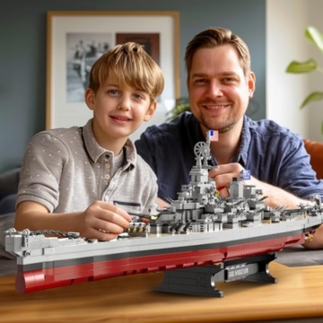 JMBricklayer Schlachtschiff-Bausatz 60011, Militär-Schlachtschiffmodell Missouri, Kriegsschiff-Sammelspielzeug für Erwachsene, Weihnachts- und Geburtstagsgeschenke für Jungen und Teenager ab 14 Jahren - 4