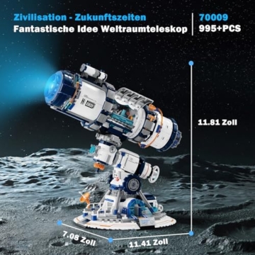 JMBricklayer Space Telescope Klemmbausteine Bausätze für Erwachsene, Weltraumteleskop Bausteine mit Lichtern 70009, Weltraumerkundungsteleskop Bausätze zum Sammeln,Geschenkidee ab 8 9 10 Jahre Jungen - 4