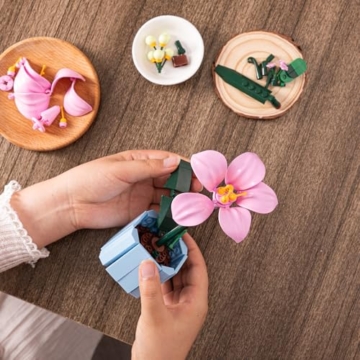 JOOZLEWELT Lilie 288 pcs Sukkulenten Bonsai Baustein Set,Pflanzen Klemmbausteine Blumen,Blumen Bausteine Mädchen,Mini Flowers Botanische Deko,Room Decor Heimdekoration - 6