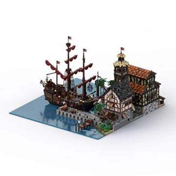 JOYFAN 14428 Teile Piratenbauset Bausteine Architektur, Pirate Sets Port Sauvage Pirate Town Modular Building Sets, Kompatibel mit Lego