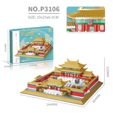 KeKeDuo Haus Bausteine Bausatz, 10385 Klemmbausteine Modular Buildings 3 in 1 Chinesische Kaiserpalast Architektur Modellbausatz, MOC Weltberühmtes Gebäude Bauset Nicht Kompatibel mit Großen Marken - 5
