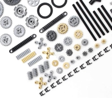 KeKeDuo Technik Ersatzteile Set, 116 Stück Teile Steine Bausatz Getriebe Ausrüstung Klemmbausteine Verbinder - 3