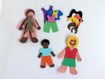Kiddicraft Set aus buntem Schaumstoff, 60 Bonsmänner + 72 Haare + 105 Kleidung (3 Größen), mehrfarbig, Einheitsgröße - 2
