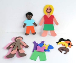 Kiddicraft Set aus buntem Schaumstoff, 60 Bonsmänner + 72 Haare + 105 Kleidung (3 Größen), mehrfarbig, Einheitsgröße - 1