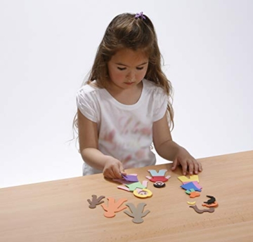 Kiddicraft Set aus buntem Schaumstoff, 60 Bonsmänner + 72 Haare + 105 Kleidung (3 Größen), mehrfarbig, Einheitsgröße - 4