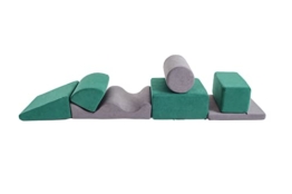 KIDOO® Bausteinset 7er-Set Schaumstoffbausteine in Gruen/Grau | Bauklötze Riesenbausteine | Aktivitätsspielblöcke für zum Toben und Klettern | Großbausteine Mehrfarbig | Bauklötze für Kleinkinder - 1