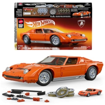 Mattel Brick Shop Hot Wheels Lamborghini Miura P400 SV in Orange mit Metallteilen und Sammlerauto
