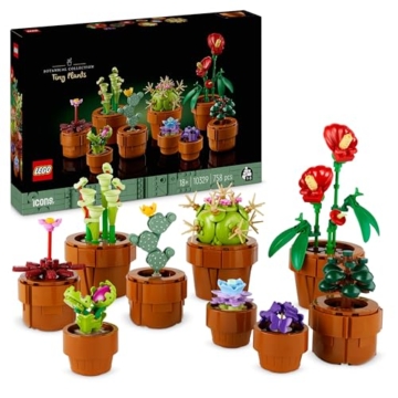 LEGO 10329 Icons Mini Pflanzen, 9 künstliche Blumen zum Bauen, Botanical Collection Sammel-Set für Erwachsene mit baubarem Terrakotta-Topf, Wohndeko, Geschenk für Frauen und Männer - 1
