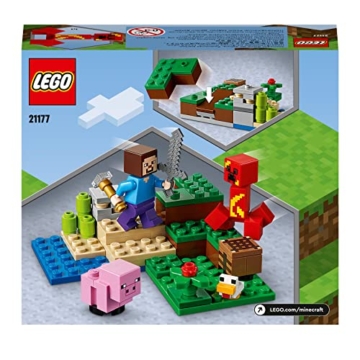 LEGO 21177 Minecraft Der Hinterhalt des Creeper, Spielzeugset mit Steve, Schweinchen- und Kükenfiguren, Kinderspielzeug ab 7 Jahren mit Minifiguren - 7