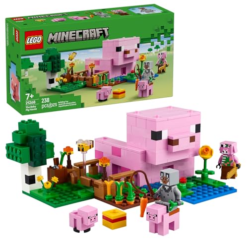 LEGO 21268 Minecraft Das Babyschwein-Haus – Farmhaus im Wald-Biom mit Figuren & Tieren, BAU- & Spielset, Geschenkidee für Kinder ab 7 Jahren - 1