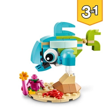 LEGO 31128 Creator 3-in-1 Delfin und Schildkröte, Seepferdchen, Fisch, Meerestieren-Figuren, Spielzeug zum Bauen - 4
