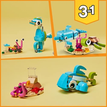LEGO 31128 Creator 3-in-1 Delfin und Schildkröte, Seepferdchen, Fisch, Meerestieren-Figuren, Spielzeug zum Bauen - 5