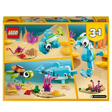 LEGO 31128 Creator 3-in-1 Delfin und Schildkröte, Seepferdchen, Fisch, Meerestieren-Figuren, Spielzeug zum Bauen - 7