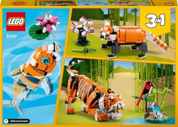 LEGO 31129 Creator Majestätischer Tiger, Panda oder Fisch, 3-in-1 Tierfiguren-Set, Spielzeug für Kinder, Jungen und Mädchen, Konstruktionsspielzeug mit Tieren - 12
