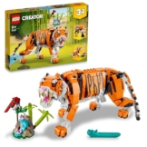 LEGO 31129 Creator Majestätischer Tiger, Panda oder Fisch, 3-in-1 Tierfiguren-Set, Spielzeug für Kinder, Jungen und Mädchen, Konstruktionsspielzeug mit Tieren - 1