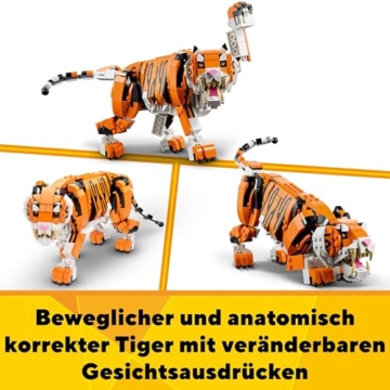 LEGO 31129 Creator Majestätischer Tiger, Panda oder Fisch, 3-in-1 Tierfiguren-Set, Spielzeug für Kinder, Jungen und Mädchen, Konstruktionsspielzeug mit Tieren - 4