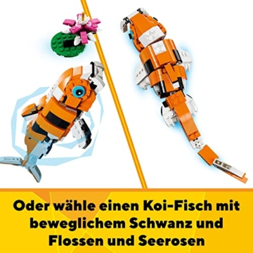 LEGO 31129 Creator Majestätischer Tiger, Panda oder Fisch, 3-in-1 Tierfiguren-Set, Spielzeug für Kinder, Jungen und Mädchen, Konstruktionsspielzeug mit Tieren - 7