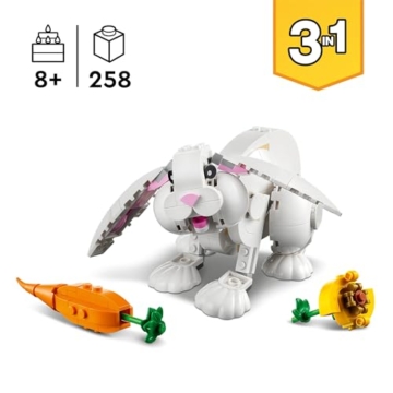 LEGO 31133 Creator 3in1 Weißer Hase Tierspielzeug Set mit Hasen-, Robben- und Papageienfiguren, Baustein-Konstruktionsspielzeug für Kinder ab 8 Jahren - 2