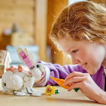 LEGO 31133 Creator 3in1 Weißer Hase Tierspielzeug Set mit Hasen-, Robben- und Papageienfiguren, Baustein-Konstruktionsspielzeug für Kinder ab 8 Jahren - 6
