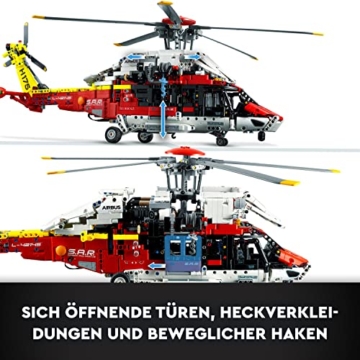 LEGO 42145 Technic Airbus H175 Rettungshubschrauber, Modellbausatz für Kinder, drehbare Rotoren und motorisierte Funktionen, Hubschrauber Lernspielzeug - 5