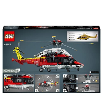 LEGO 42145 Technic Airbus H175 Rettungshubschrauber, Modellbausatz für Kinder, drehbare Rotoren und motorisierte Funktionen, Hubschrauber Lernspielzeug - 8