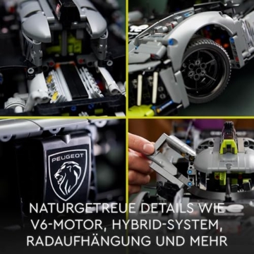 LEGO 42156 Technic Peugeot 9X8 24H Le Mans Hybrid Hypercar, legendärer Rennwagen, Modellauto-Bausatz für Erwachsene, Maßstab 1:10, Motorsport-Auto Sammlerstück für Fortgeschrittene - 3