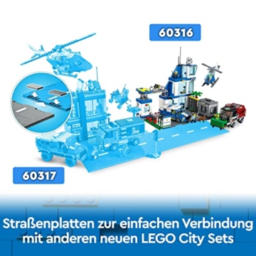 LEGO 60316 City Polizeistation mit Polizeiauto, Müllauto und Hubschrauber, Gebäude zum Bauen mit 3 Figuren, Polizei-Spielzeug für Jungen und Mädchen ab 6 Jahren, Geschenk für Kinder - 8