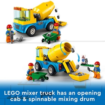 LEGO 60325 City Starke Fahrzeuge Betonmischer, LKW-Spielzeug mit Baustelle, Baufahrzeugen und Minifiguren für Kinder ab 4 Jahren, kreatives Geschenk - 3