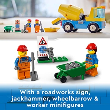 LEGO 60325 City Starke Fahrzeuge Betonmischer, LKW-Spielzeug mit Baustelle, Baufahrzeugen und Minifiguren für Kinder ab 4 Jahren, kreatives Geschenk - 6