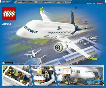 LEGO 60367 City Passagierflugzeug Spielzeug-Set, großes Flugzeug-Modell mit Fahrzeugen des Flughafen-Bodenpersonals: Vorfeldbus, Pushback-Schlepper, Catering-Lader, Gepäckwagen und 9 Minifiguren - 14